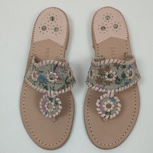 Jack Rogers Sandals Womens 7 Pink Brocade Floral